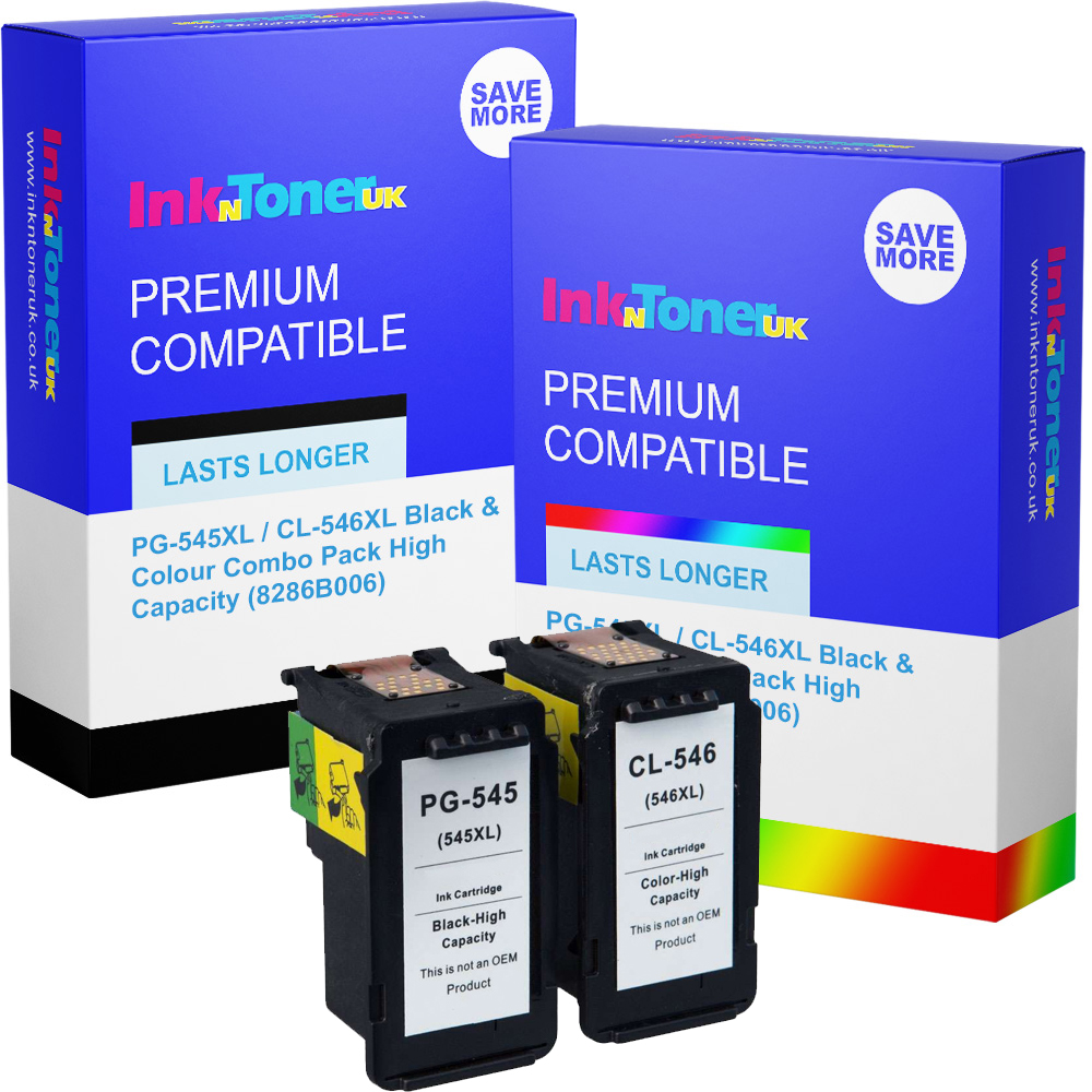 Premium Remanufactured Canon PG-545XL / CL-546XL Black & Colour Combo Pack High Capacity Ink Cartridges (8286B006)