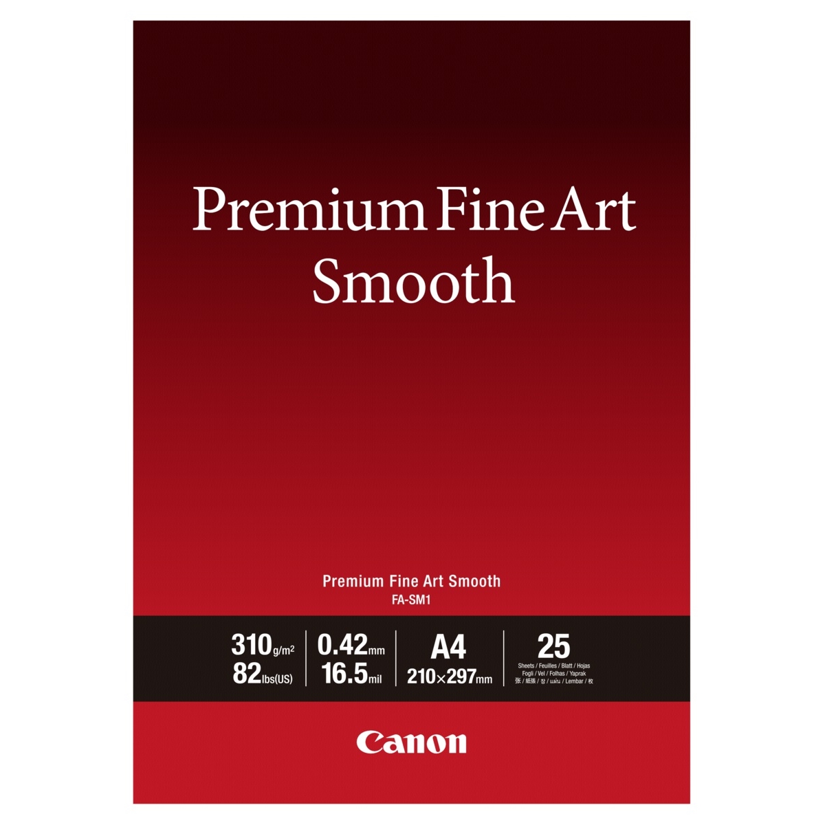 Original Canon FA-SM1 310gsm Premium Fine Art Smooth A4 Cotton Matte Photo Paper - 25 Sheets (1711C001)