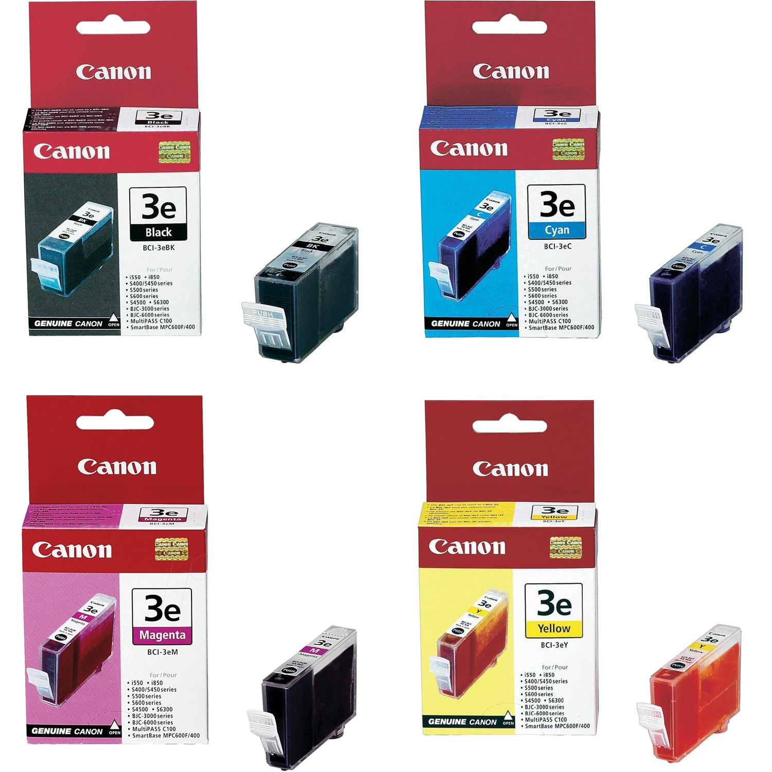 Original Canon BCI-3E CMYK Multipack Ink Cartridges (4479A002 / 4480A002 / 4481A002 / 4482A002)
