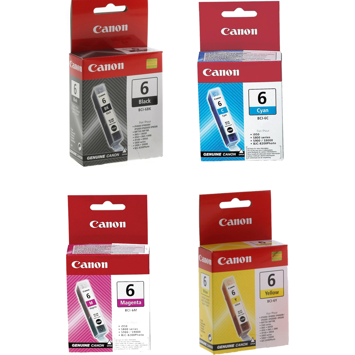Original Canon BCI-6 CMYK Multipack Ink Cartridges (4705A002/ 4706A002/ 4707A002/ 4708A002)
