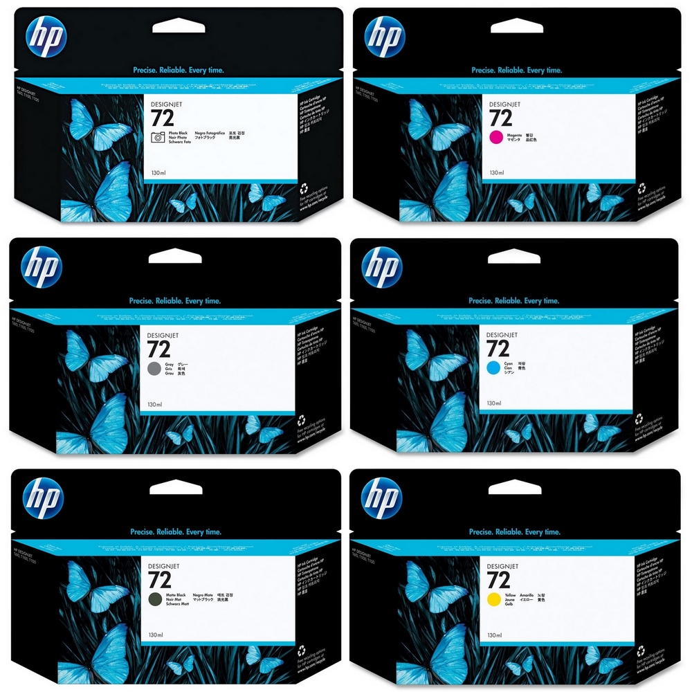 Original HP 72 Multipack Set Of 6 High Capacity Ink Cartridges (C9370A/ C9403A/ C9371A/ C9372A/ C9373A/ C9374A)