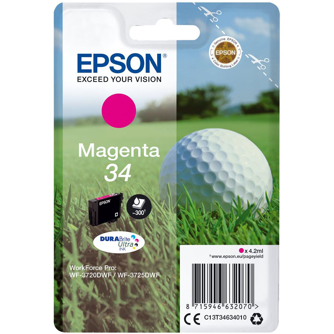 Original Epson 34 Magenta Ink Cartridge (C13T34634010) T3463 Golf Ball