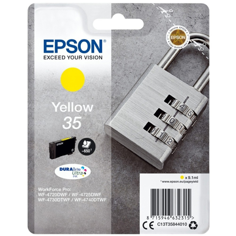 Original Epson 35 Yellow Ink Cartridge (C13T35844010) T3584 Padlock