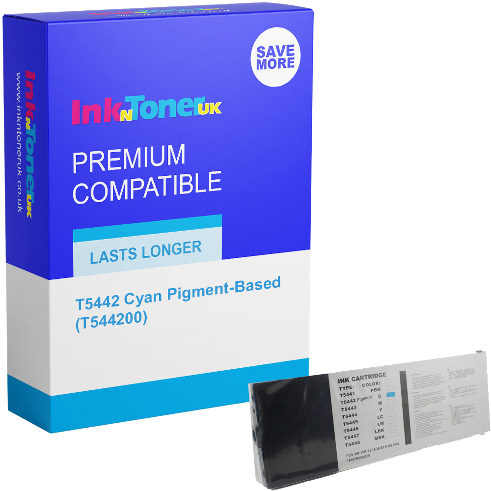 Premium Compatible Epson T5442 Cyan Pigment-Based Ink Cartridge (T544200)