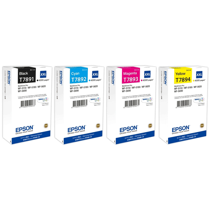 Original Epson T789XXL CMYK Multipack Extra High Capacity Ink Cartridges (T7891 / T7892 / T7893 / T7894)