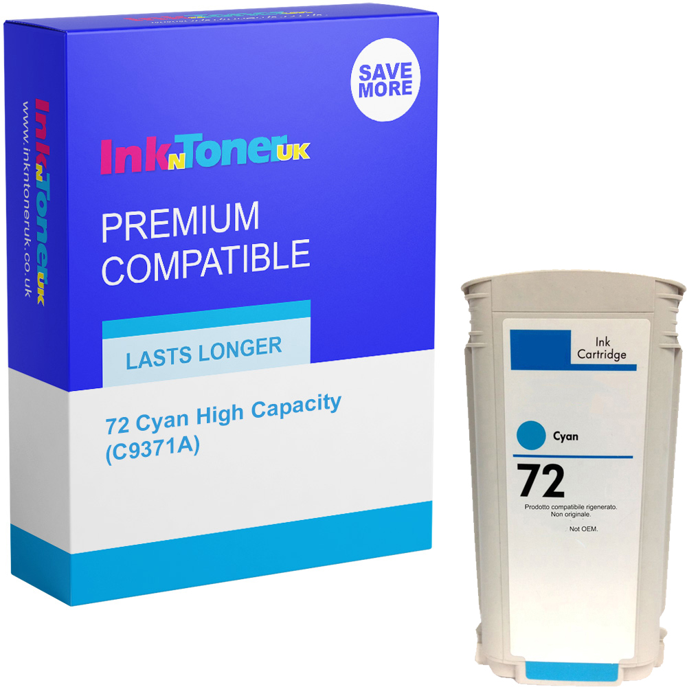Premium Remanufactured HP 72 Cyan High Capacity Ink Cartridge (C9371A)