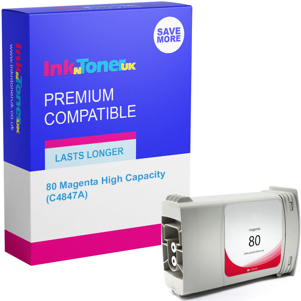 Premium Remanufactured HP 80 Magenta High Capacity Ink Cartridge (C4847A)