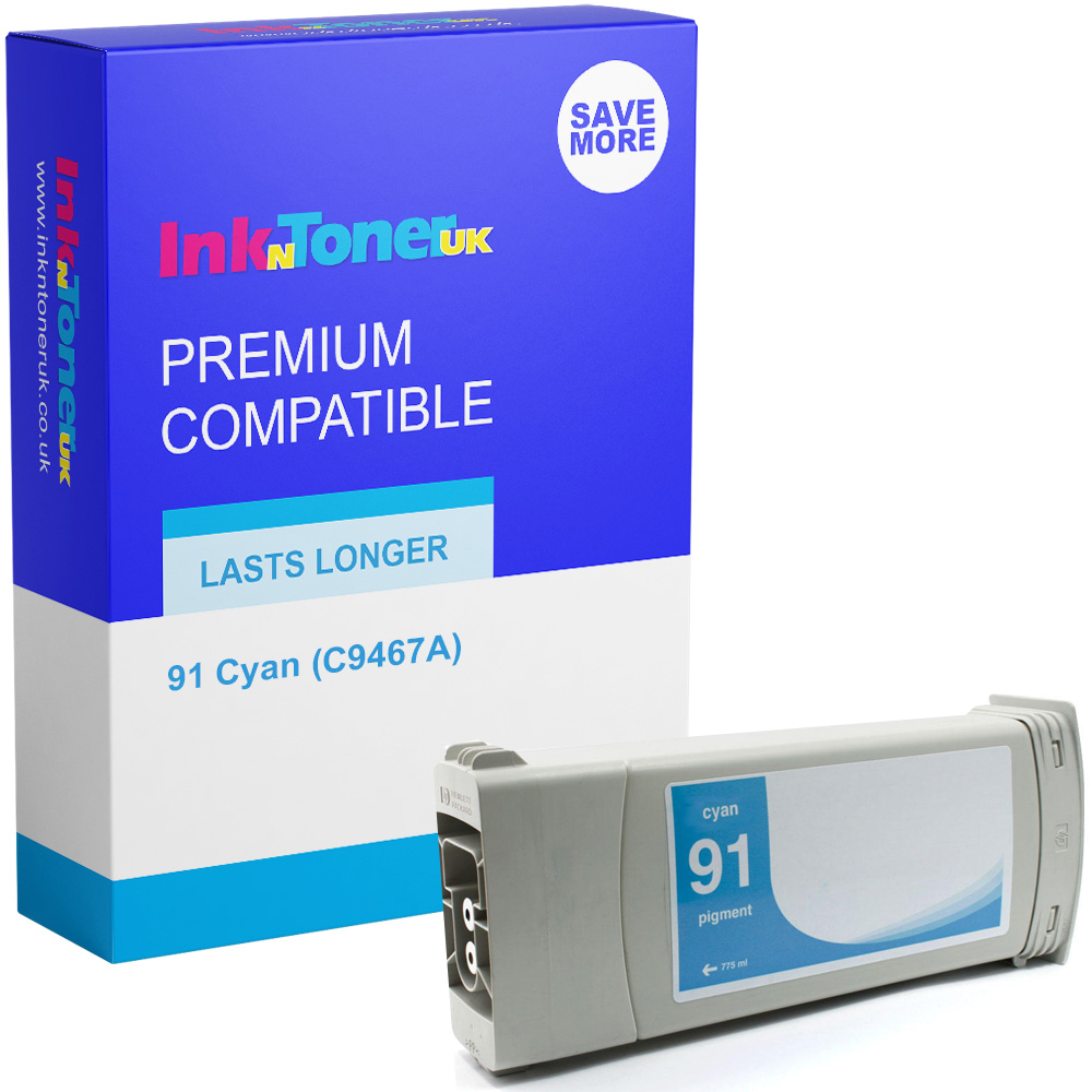 Premium Remanufactured HP 91 Cyan Ink Cartridge (C9467A)
