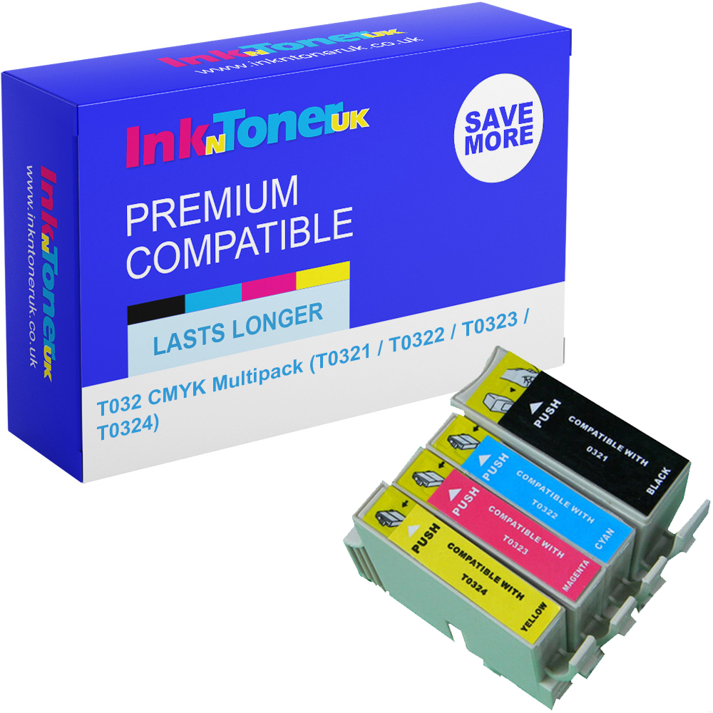 Premium Compatible Epson T032 CMYK Multipack Ink Cartridges (T0321 / T0322 / T0323 / T0324)