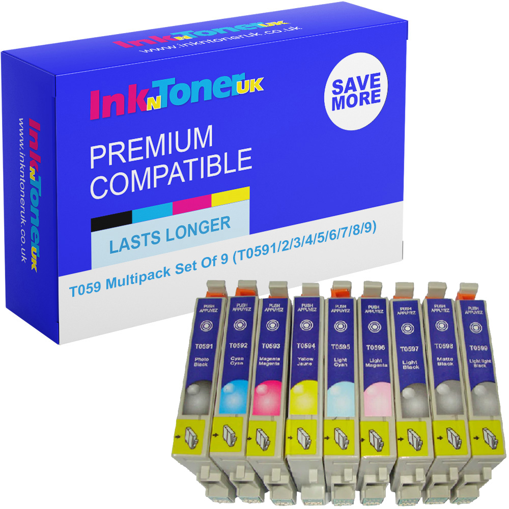 Premium Compatible Epson T059 Multipack Set Of 9 Ink Cartridges (T0591/2/3/4/5/6/7/8/9) Lily