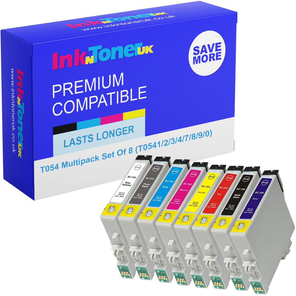 Premium Compatible Epson T054 Multipack Set Of 8 Ink Cartridges (T0541/2/3/4/7/8/9/0) Frog