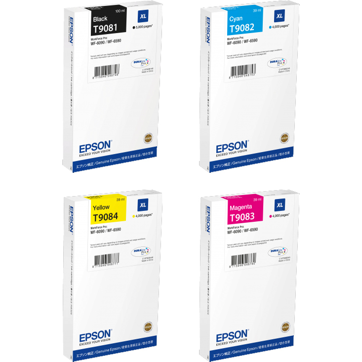 Original Epson T908XL CMYK Multipack High Capacity Ink Cartridges (T9081 / T9082 / T9083 / T9084)