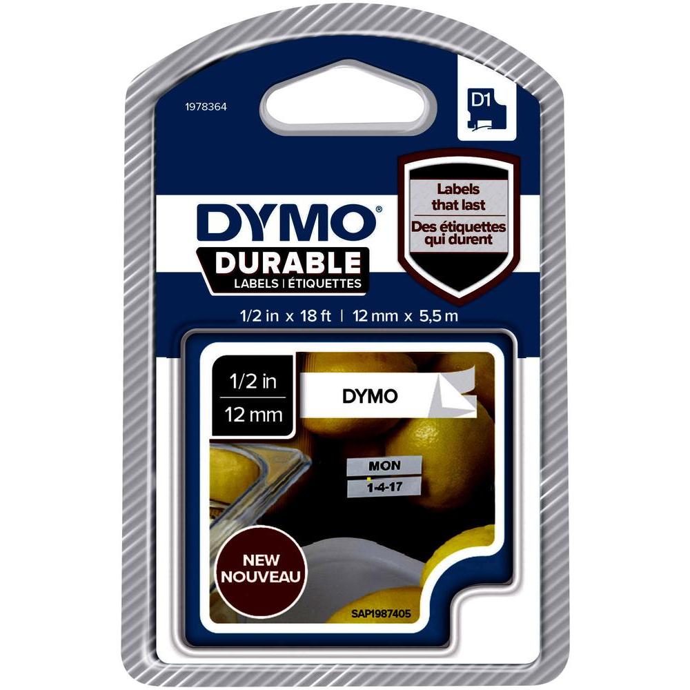 Original Dymo 1978364 Black On White 12mm x 5.5m D1 Durable Label Tape (1978364)