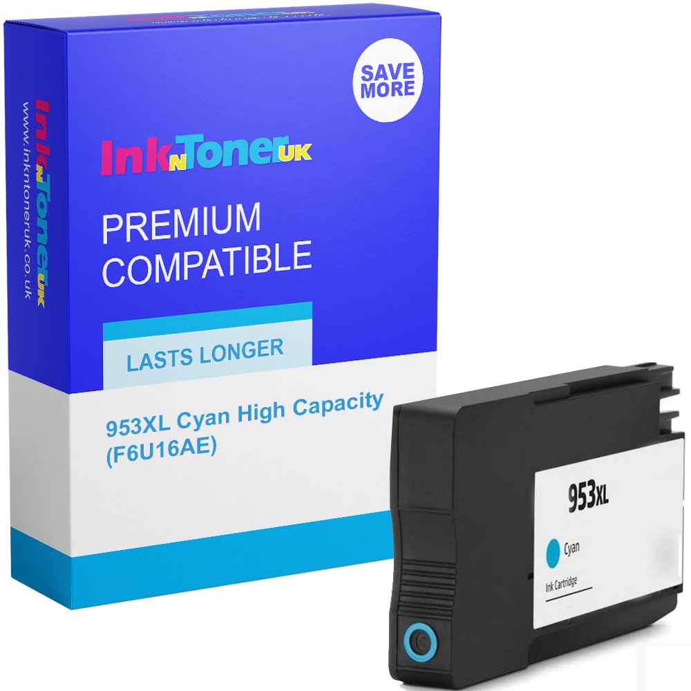 Premium Compatible HP 953XL Cyan High Capacity Ink Cartridge (F6U16AE)
