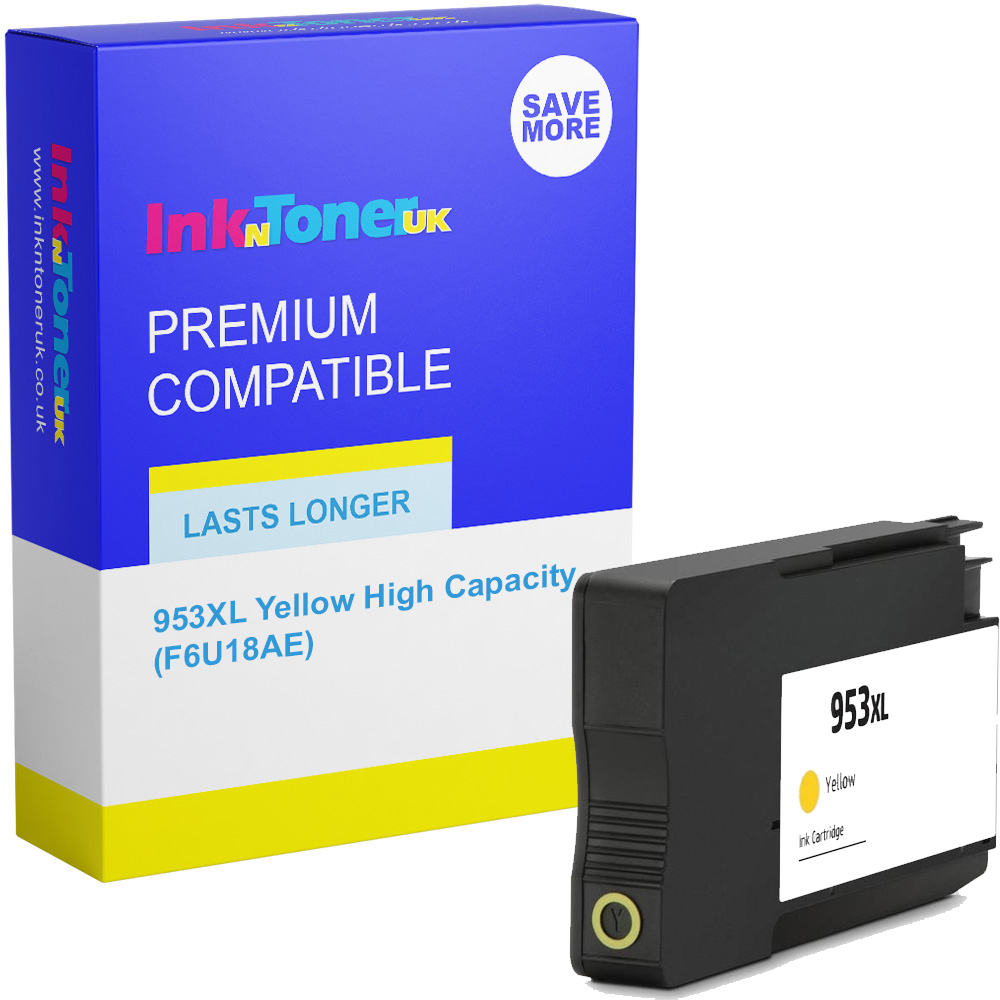 Premium Compatible HP 953XL Yellow High Capacity Ink Cartridge (F6U18AE)