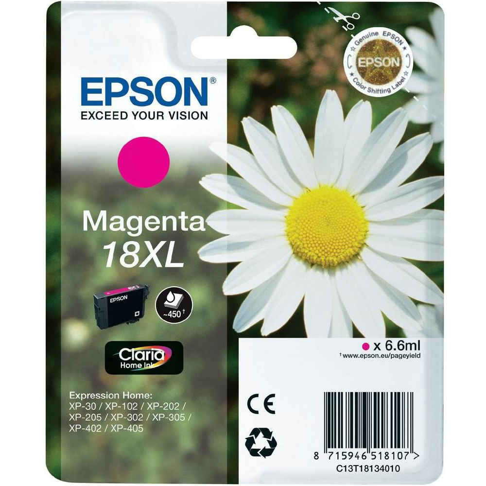 Original Epson 18XL Magenta High Capacity Ink Cartridge (C13T18134012) T1813 Daisy
