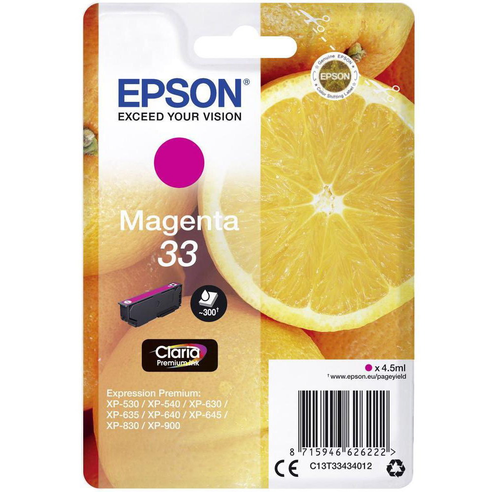 Original Epson 33 Magenta Ink Cartridge (C13T33434012) T3343 Oranges