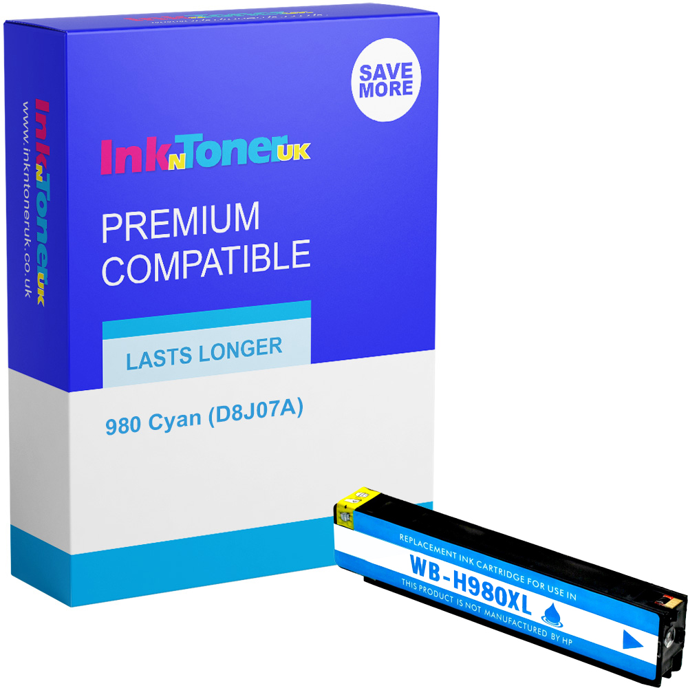 Premium Compatible HP 980 Cyan Ink Cartridge (D8J07A)
