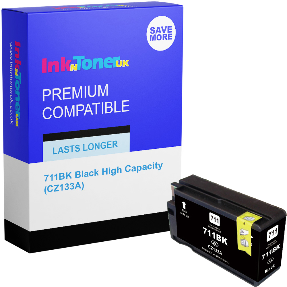 Premium Compatible HP 711BK Black High Capacity Ink Cartridge (CZ133A)