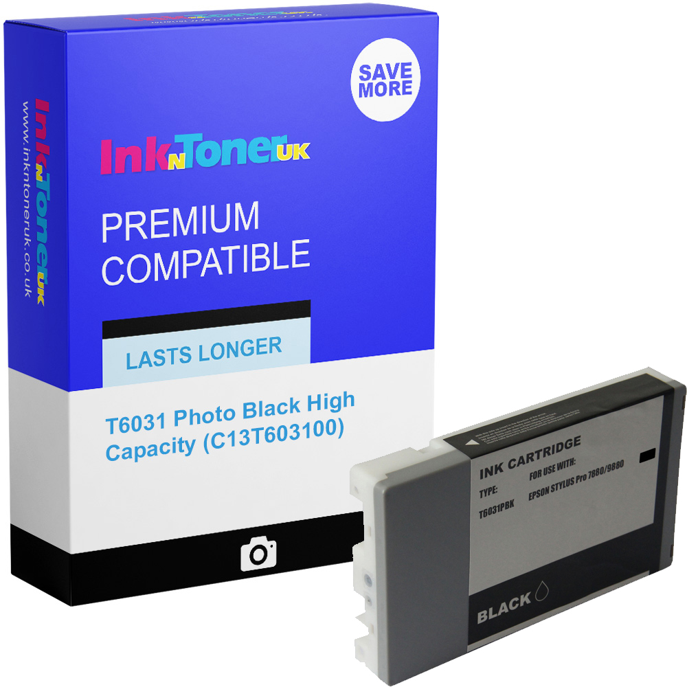 Premium Compatible Epson T6031 Photo Black High Capacity Ink Cartridge (C13T603100)