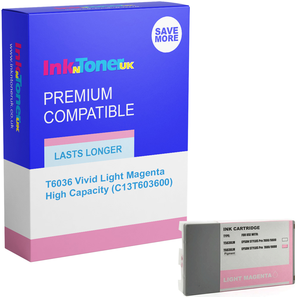 Premium Compatible Epson T6036 Vivid Light Magenta High Capacity Ink Cartridge (C13T603600)