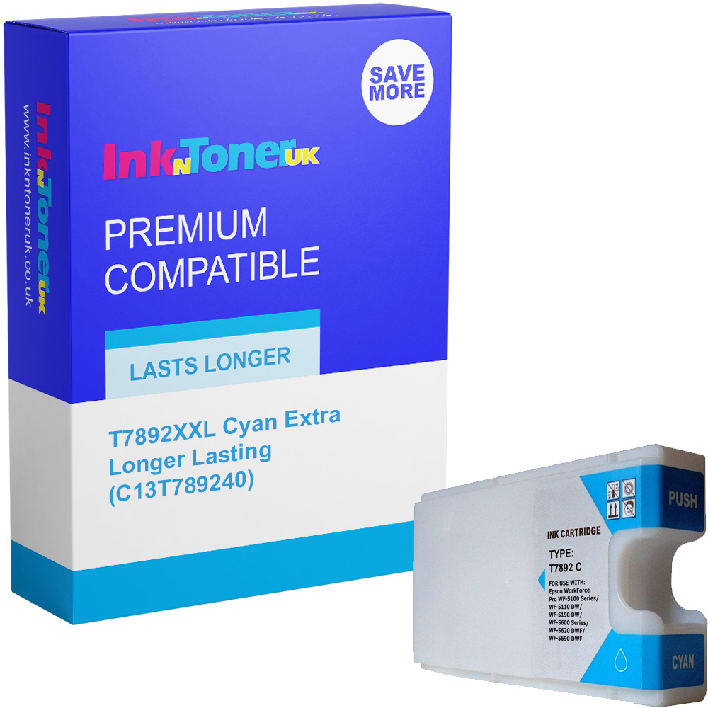 Premium Compatible Epson T7892XXL Cyan Extra Longer Lasting Ink Cartridge (C13T789240)