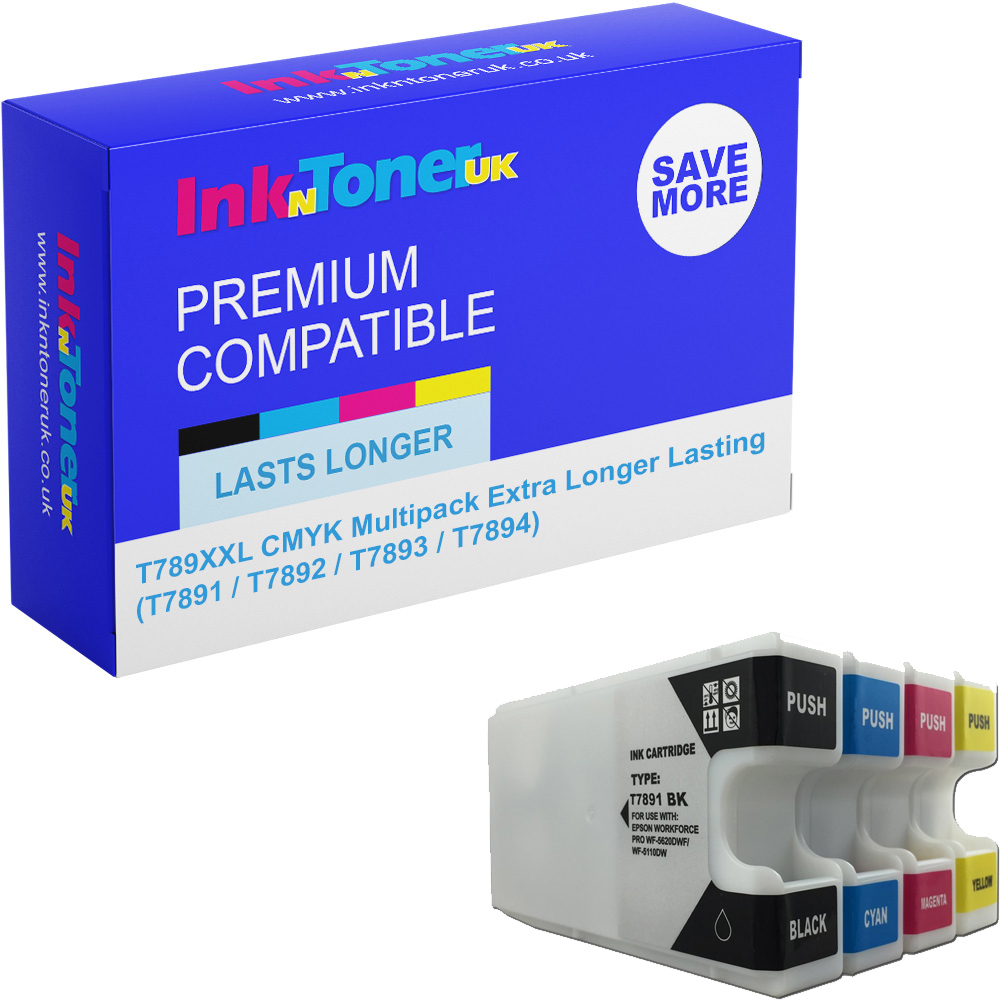 Premium Compatible Epson T789XXL CMYK Multipack Extra Longer Lasting Ink Cartridges (T7891 / T7892 / T7893 / T7894)