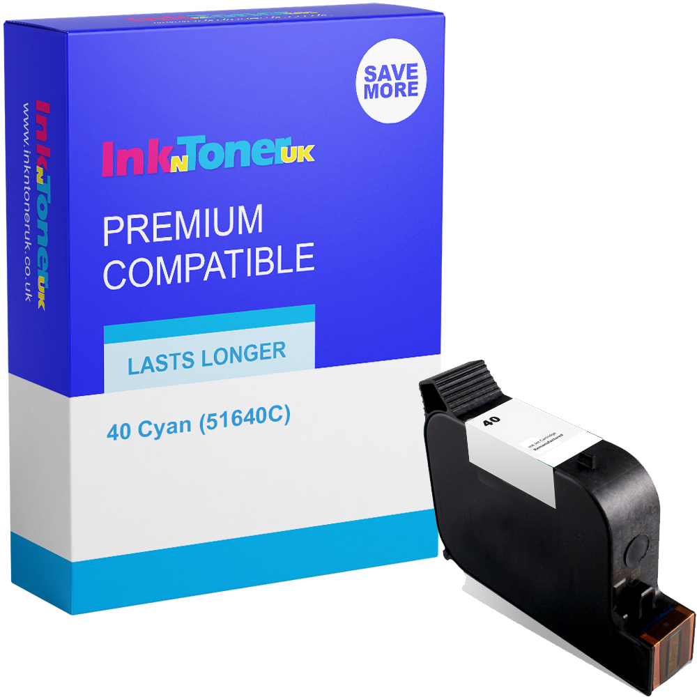 Premium Remanufactured HP 40 Cyan Ink Cartridge (51640C)