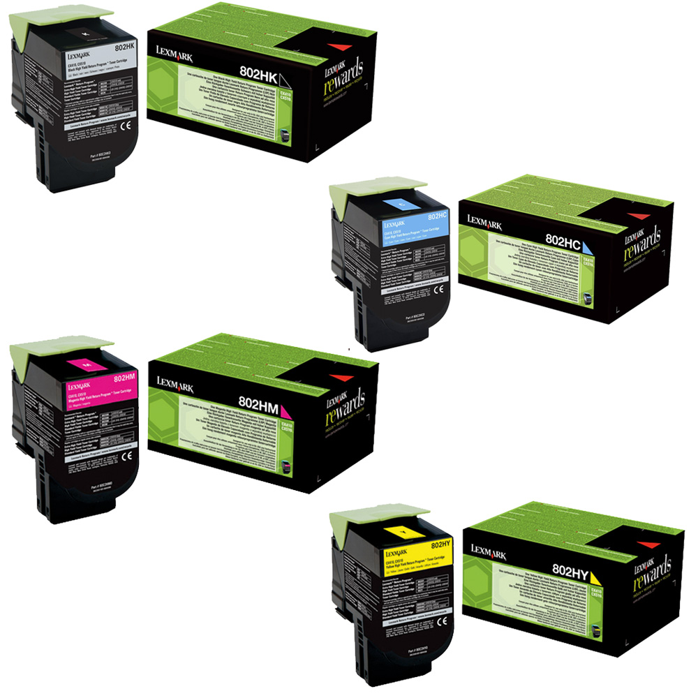 Original Lexmark 80C2H CMYK Multipack High Capacity Toner Cartridges (80C2HKE/CE/ME/YE)