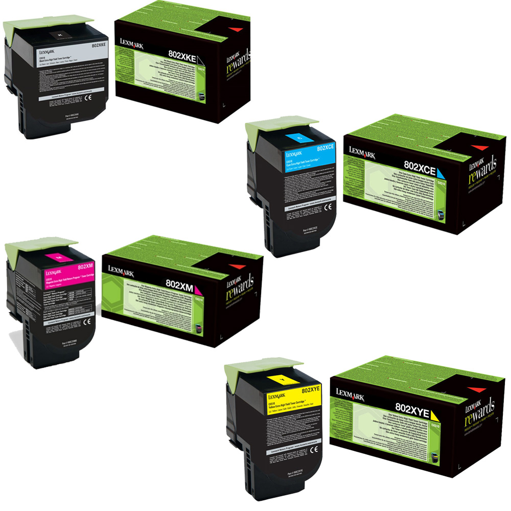 Original Lexmark 80C2X CMYK Multipack Extra High Capacity Toner Cartridges (80C2XKE/CE/ME/YE)