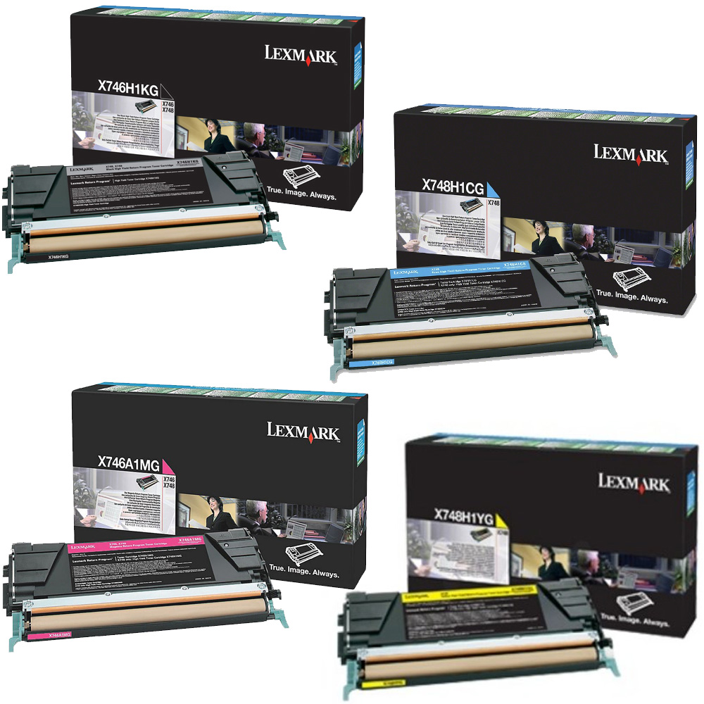 Original Lexmark X746H1 / X748H1 CMYK Multipack High Capacity Toner Cartridges (X746H3KG /X748H3CG/MG/YG)