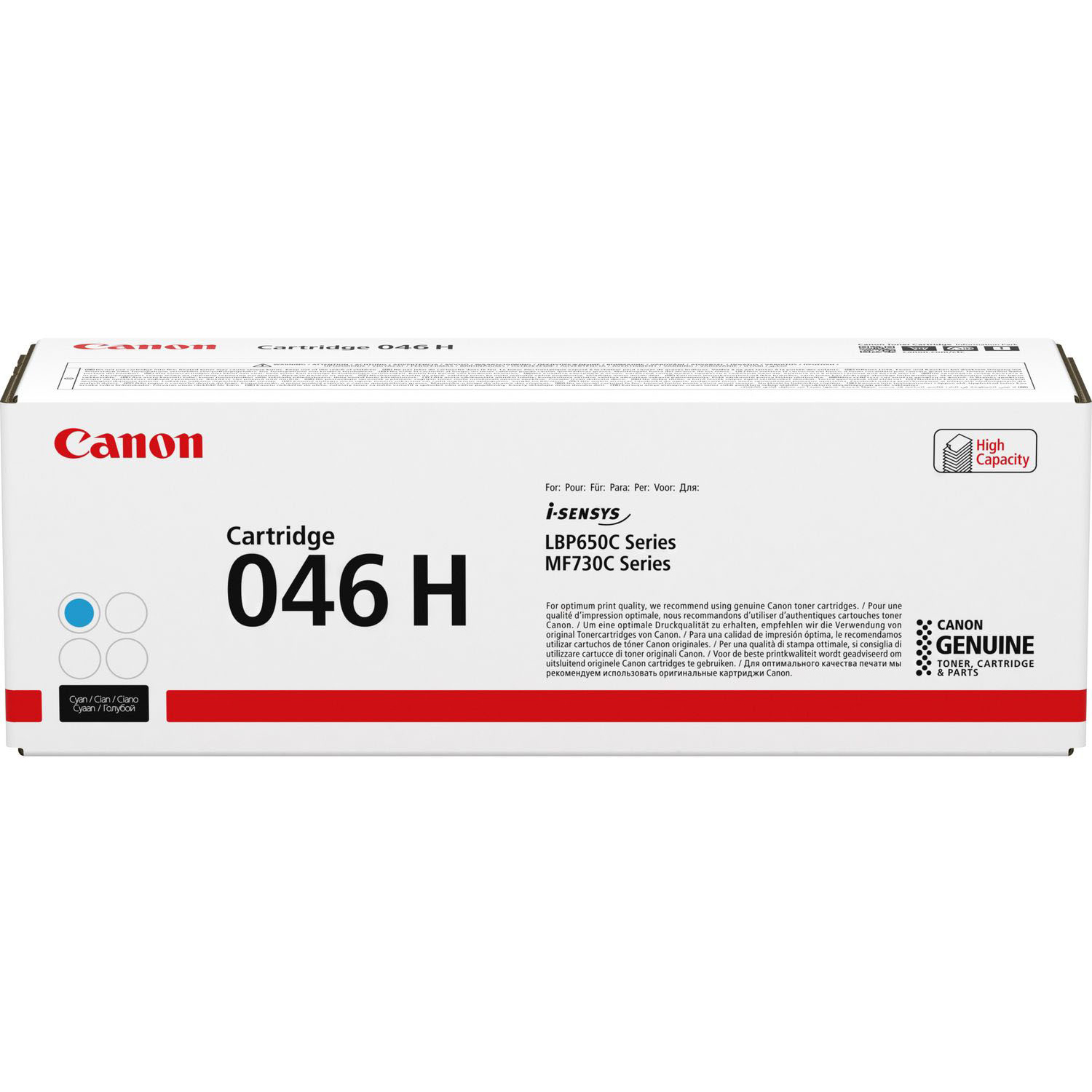 Original Canon 046H-C Cyan High Capacity Toner Cartridge (1253C002)
