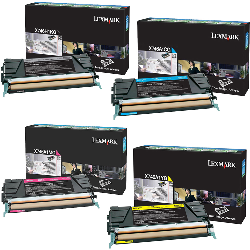 Original Lexmark X746H1KG / X746A1 CMYK Multipack High Capacity Toner Cartridges (X746H1KG/ X746A1CG/ X746A1MG/ X746A1YG)