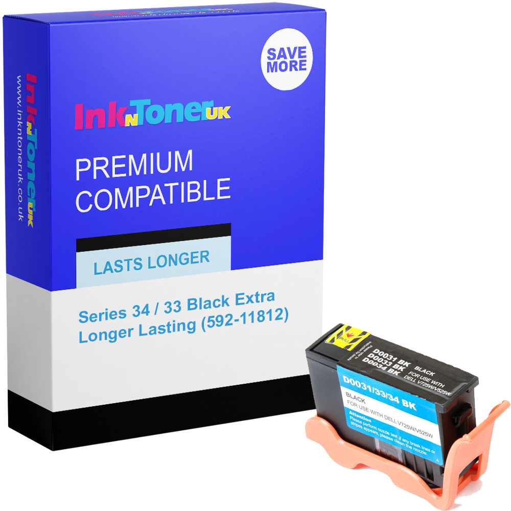 Premium Compatible Dell Series 34 / 33 Black Extra High Capacity Ink Cartridge (592-11811 / 592-11819)