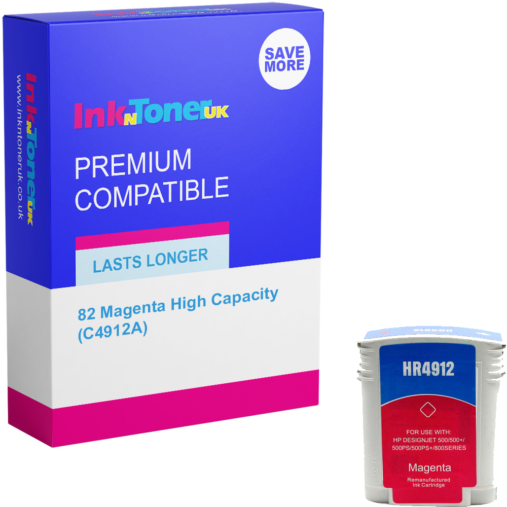 Premium Compatible HP 82 Magenta High Capacity Ink Cartridge (C4912A)