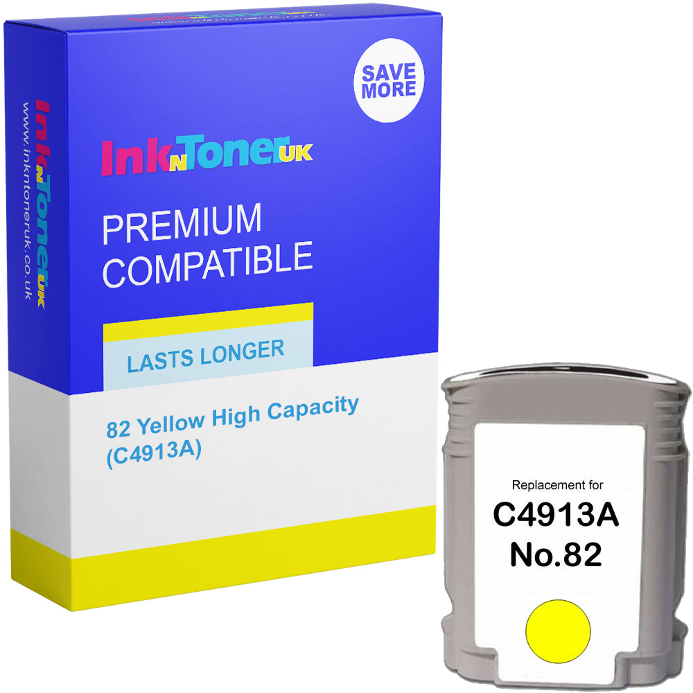 Premium Compatible HP 82 Yellow High Capacity Ink Cartridge (C4913A)
