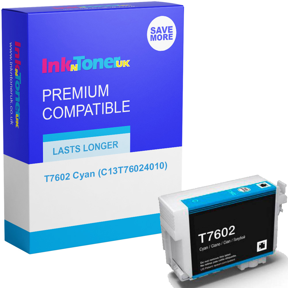 Premium Compatible Epson T7602 Cyan Ink Cartridge (C13T76024010) Killer Whale