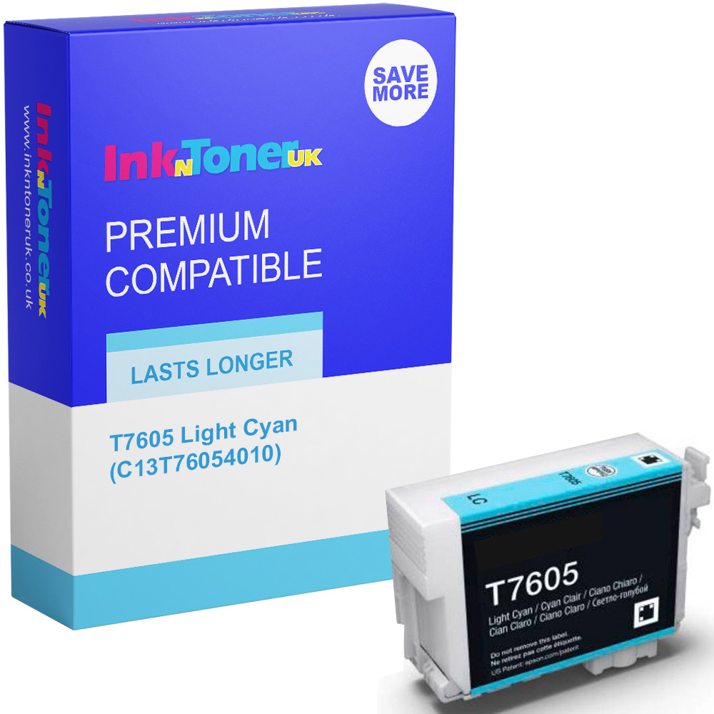 Premium Compatible Epson T7605 Light Cyan Ink Cartridge (C13T76054010) Killer Whale