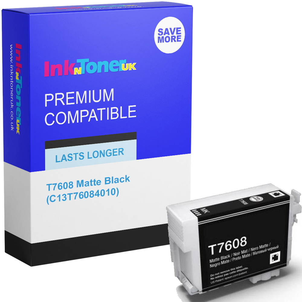 Premium Compatible Epson T7608 Matte Black Ink Cartridge (C13T76084010) Killer Whale