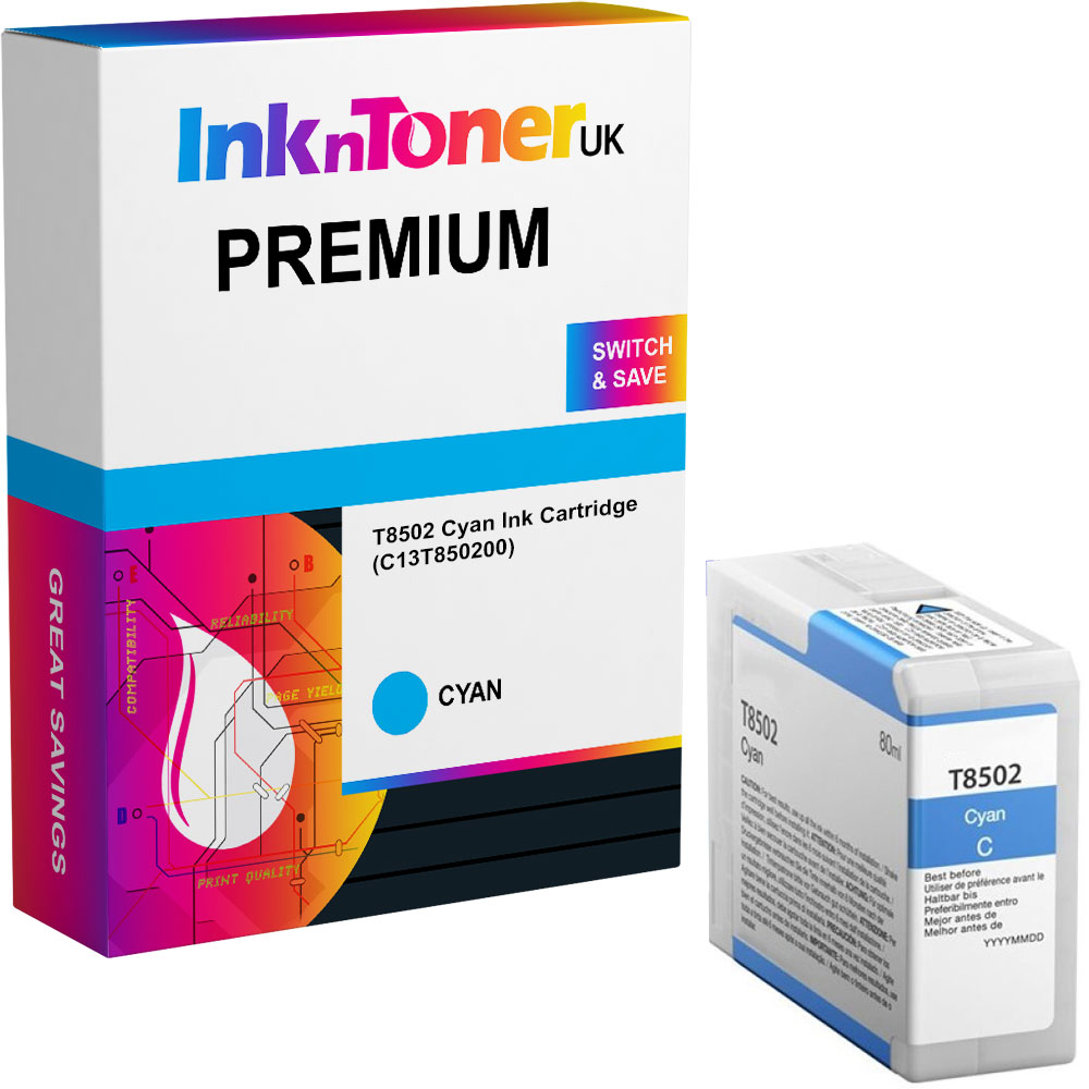 Premium Compatible Epson T8502 Cyan Ink Cartridge (C13T850200)