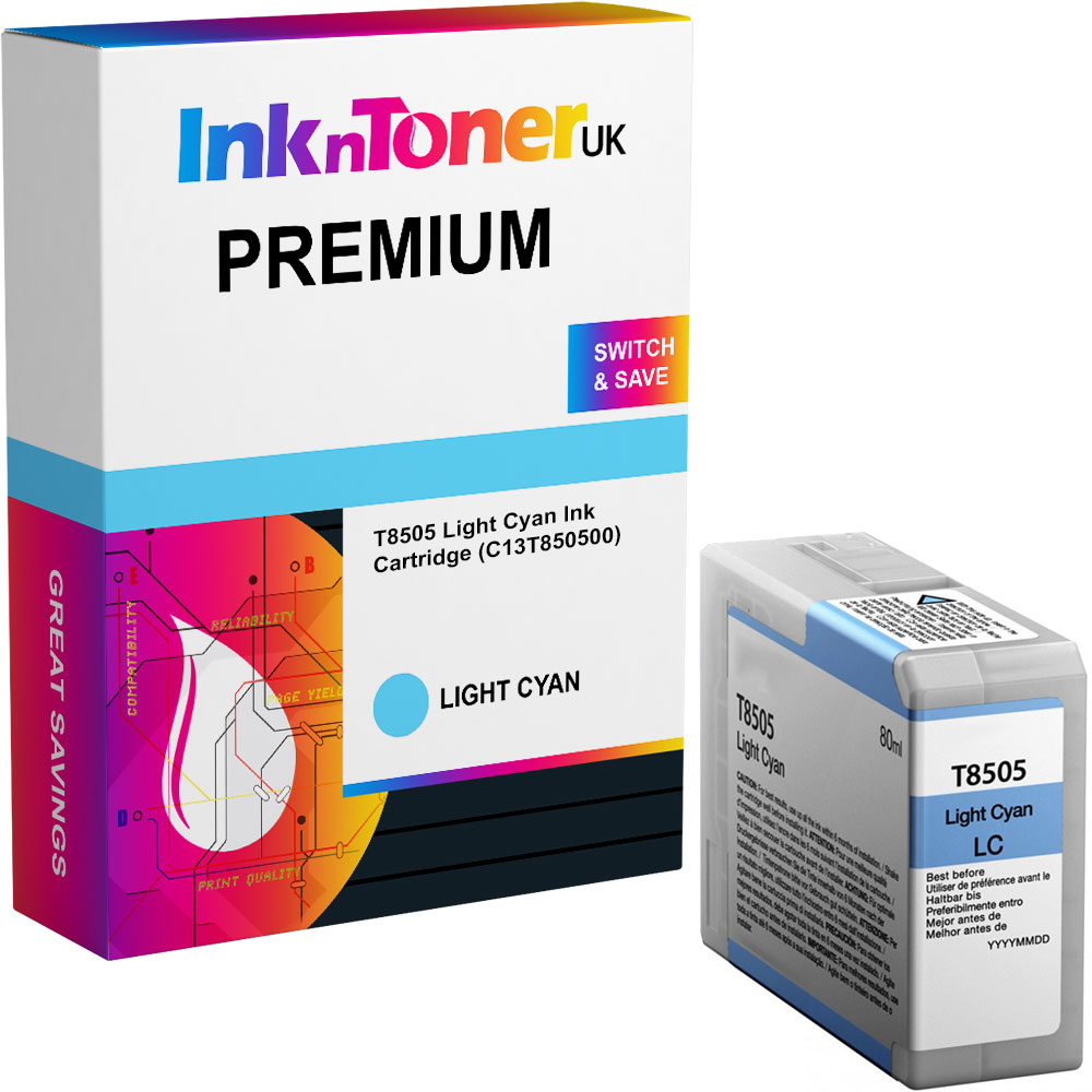 Premium Compatible Epson T8505 Light Cyan Ink Cartridge (C13T850500)