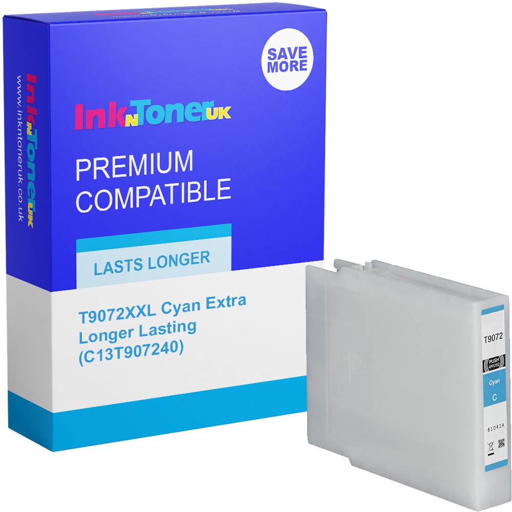 Premium Compatible Epson T9072XXL Cyan Extra Longer Lasting Ink Cartridge (C13T907240)