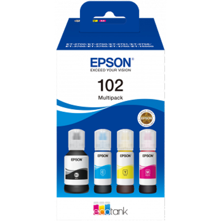 Original Epson 102 CMYK Multipack Ink Bottles (C13T03R640)