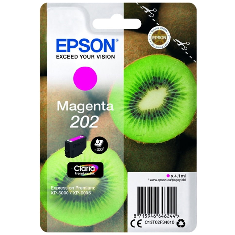 Original Epson 202 Magenta Ink Cartridge (C13T02F34010) T02F3 Kiwi