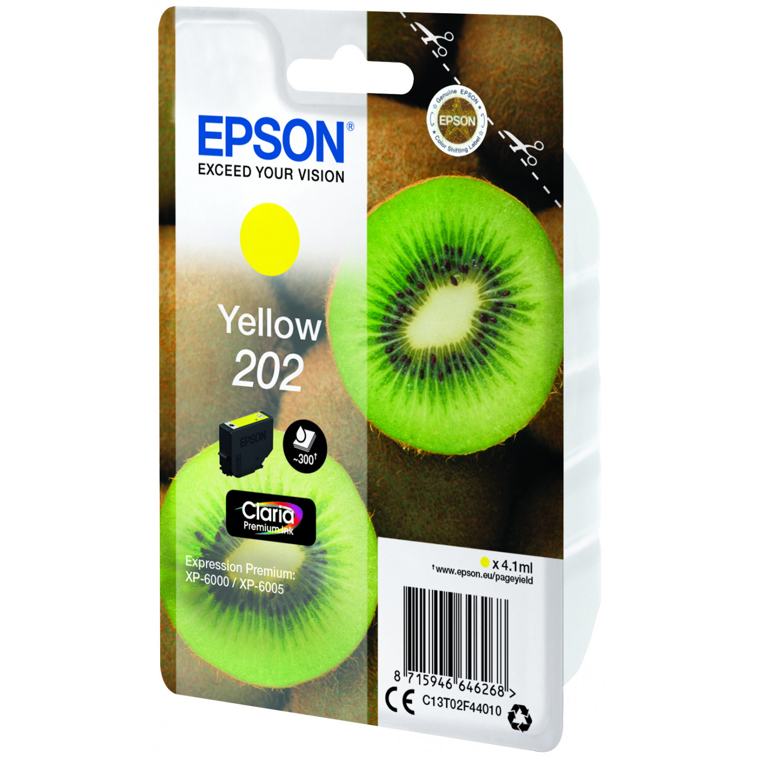 Original Epson 202 Yellow Ink Cartridge (C13T02F44010) T02F4 Kiwi