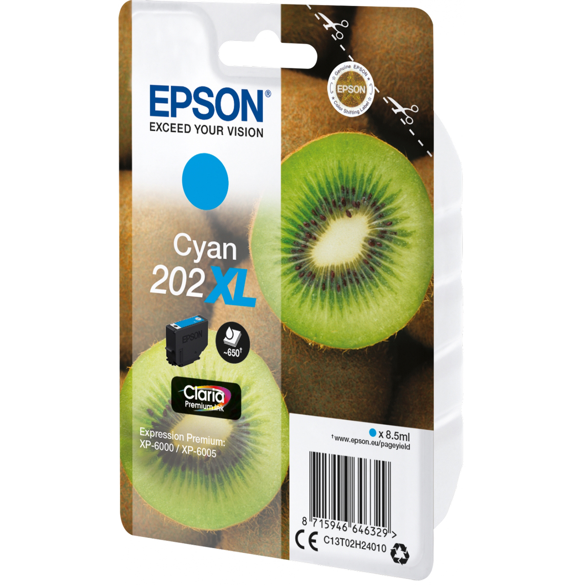 Original Epson 202XL Cyan High Capacity Ink Cartridge (C13T02H24010) T02H2 Kiwi