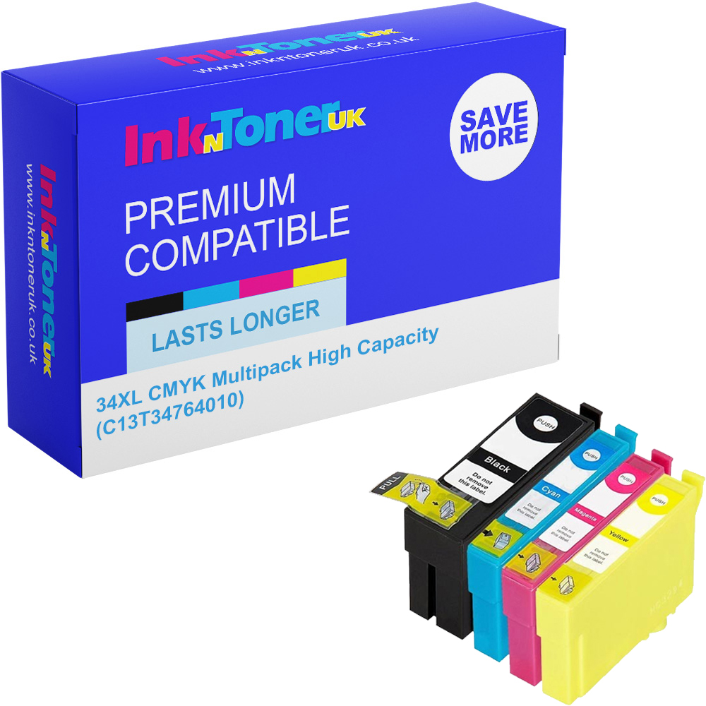 Premium Compatible Epson 34XL CMYK Multipack High Capacity Ink Cartridges (C13T34764010) T3476 Golf Ball