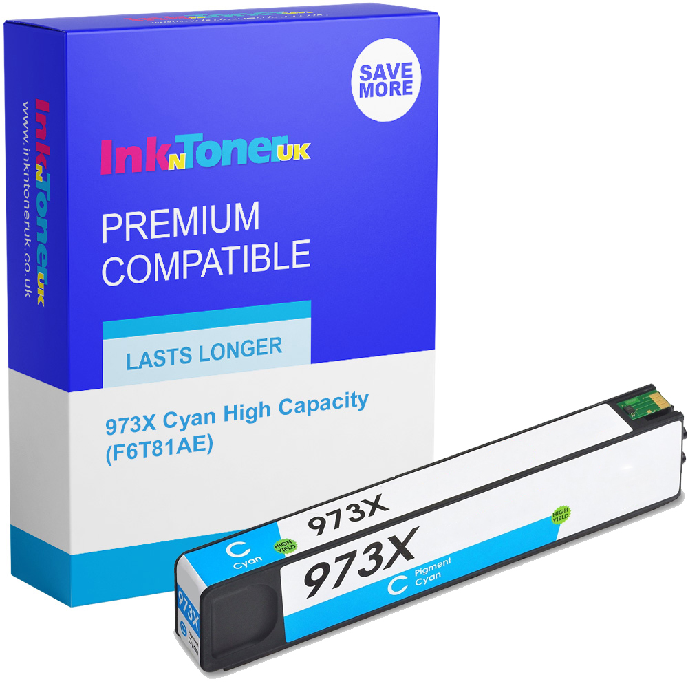 Premium Remanufactured HP 973X Cyan High Capacity Ink Cartridge (F6T81AE)