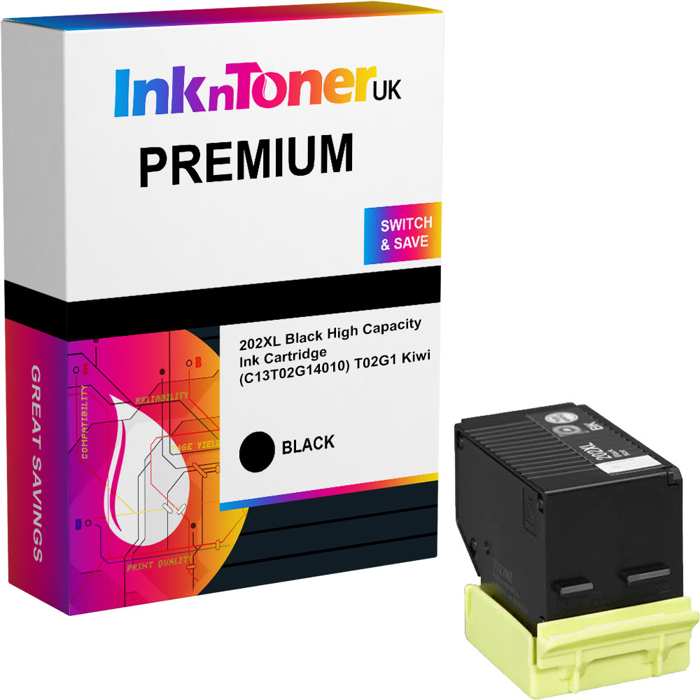 Premium Compatible Epson 202XL Black High Capacity Ink Cartridge (C13T02G14010) T02G1 Kiwi