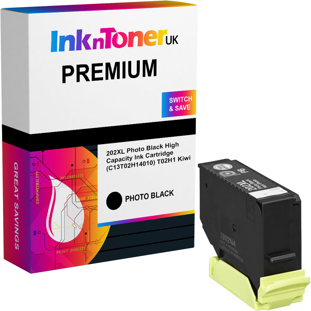 Premium Compatible Epson 202XL Photo Black High Capacity Ink Cartridge (C13T02H14010) T02H1 Kiwi